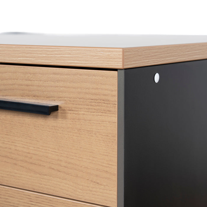 Halo 1.6m Single Seater Natural Office Desk - Black Legs