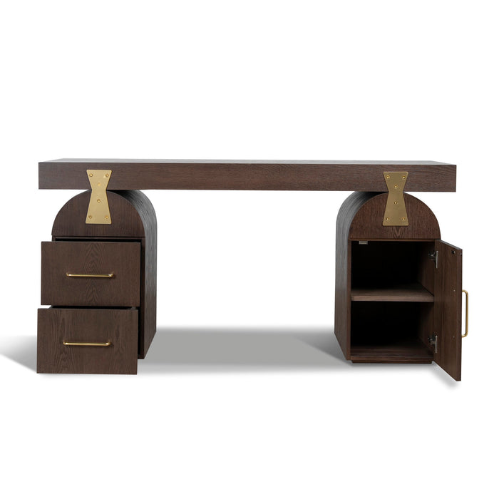 Junon 1.55m New Elm Home Office Desk - Walnut