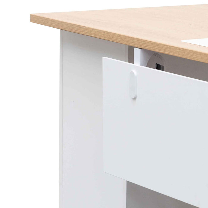 Calibre Furniture Halo 1 Seater Office Desk - Natural and White