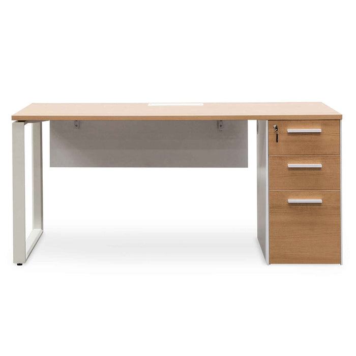 Calibre Furniture Halo 1 Seater Office Desk - Natural and White