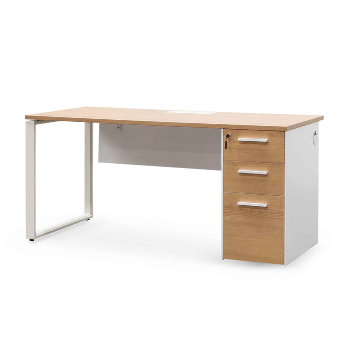 Calibre Furniture Halo 1 Seater Office Desk - Natural and White