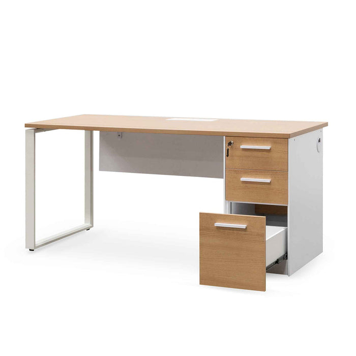 Calibre Furniture Halo 1 Seater Office Desk - Natural and White