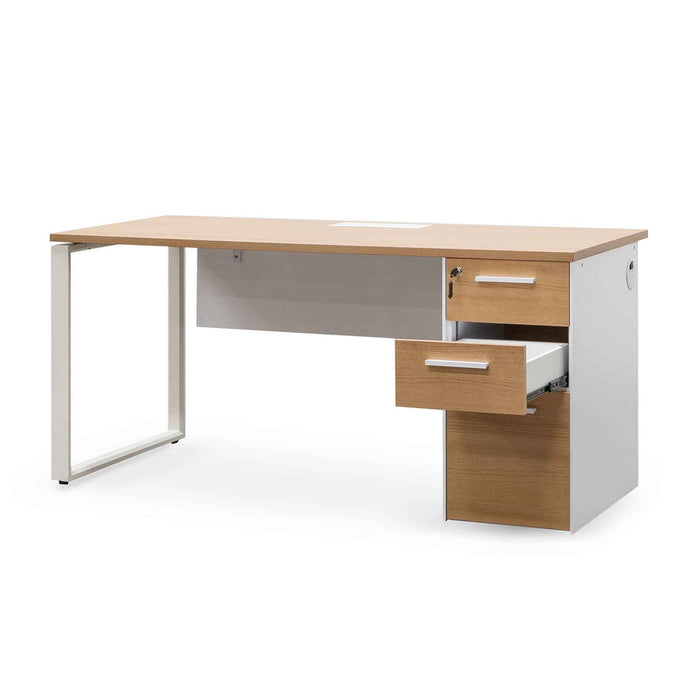 Calibre Furniture Halo 1 Seater Office Desk - Natural and White