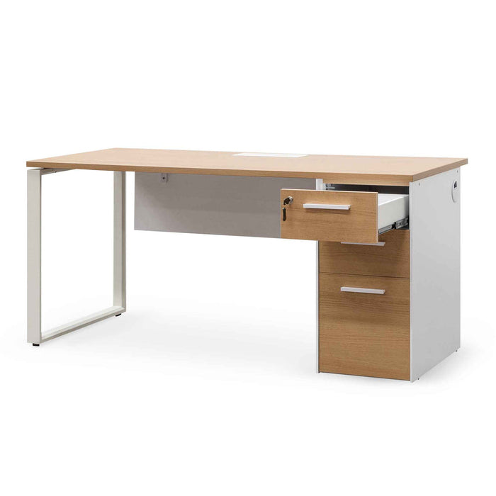 Calibre Furniture Halo 1 Seater Office Desk - Natural and White