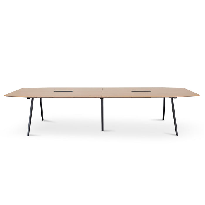 COT8124-SN 3.6m Natural Boardroom Meeting Table - Full Black Legs