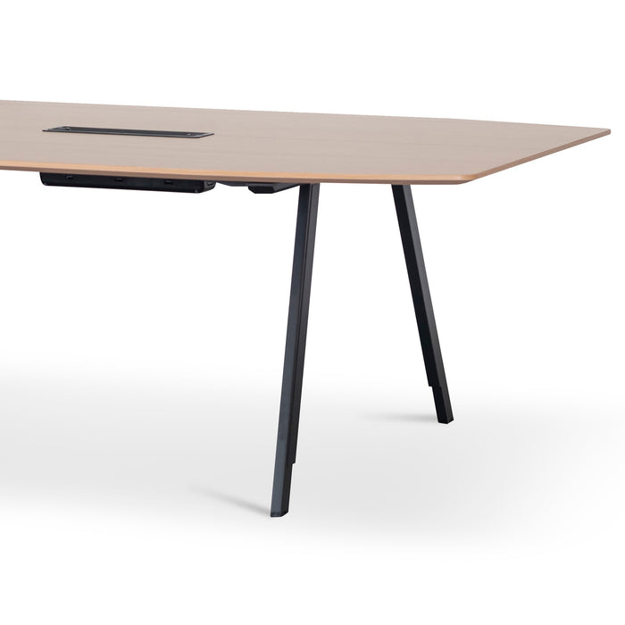 COT8124-SN 3.6m Natural Boardroom Meeting Table - Full Black Legs