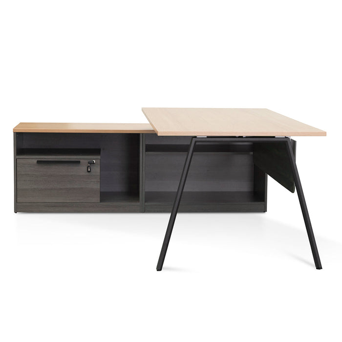 COT8127-SN 1.8m Left Return Office Desk - Black with Natural Top