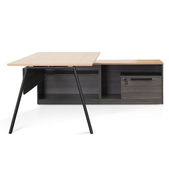 COT8128-SN 1.8m Right Return Office Desk - Black with Natural Top