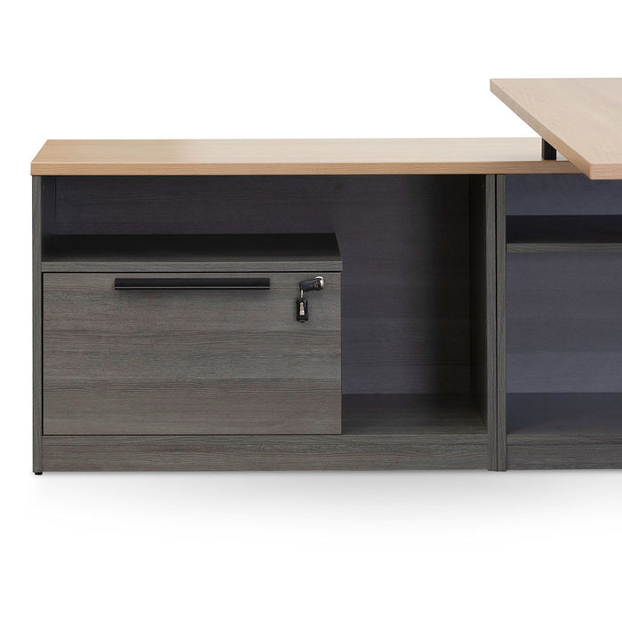 COT8127-SN 1.8m Left Return Office Desk - Black with Natural Top