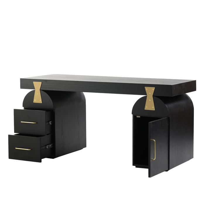 COT8663-NI 1.55m New Elm Home Office Desk - Full Black