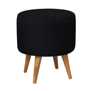 Manhattan Round Upholstered Ottoman (Black)