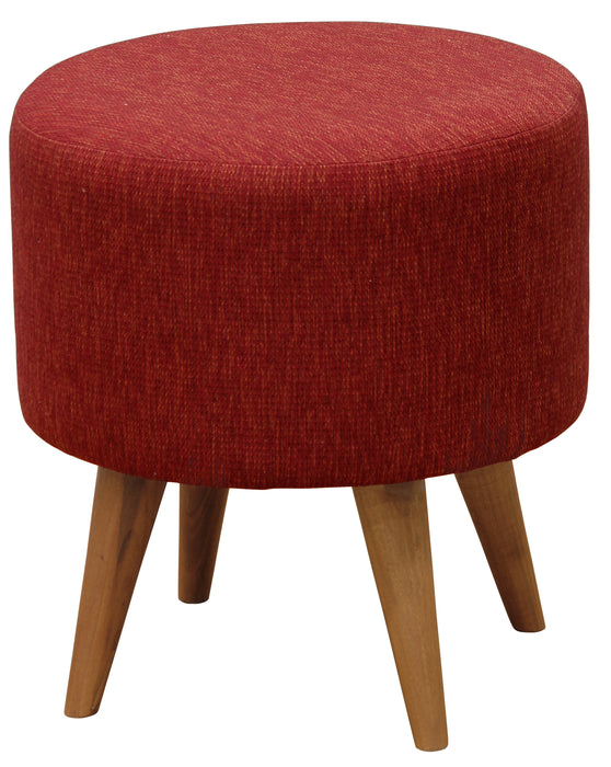 Manhattan Round Upholstered Ottoman (Cherry Red)