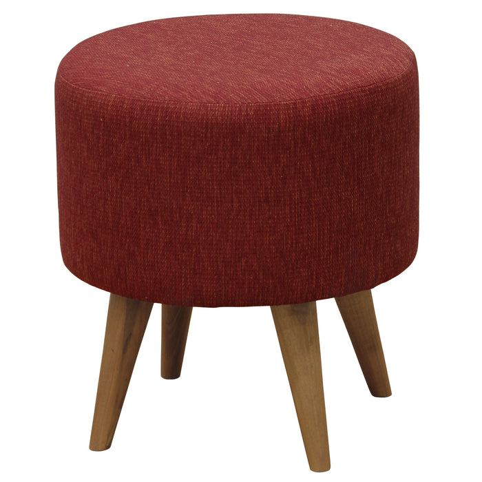 Manhattan Round Upholstered Ottoman (Cherry Red)