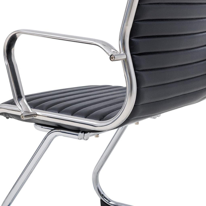 Metro Cantilever Visitor Chair with fixed arms, PU mid-back, PU seat, chrome cantilever base