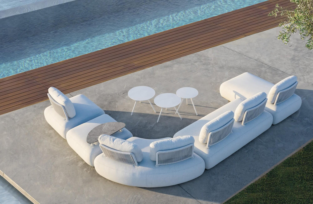 Ora One Seater Outdoor Lounge - Greige - Raffinata. White chunky contemporary sofa.