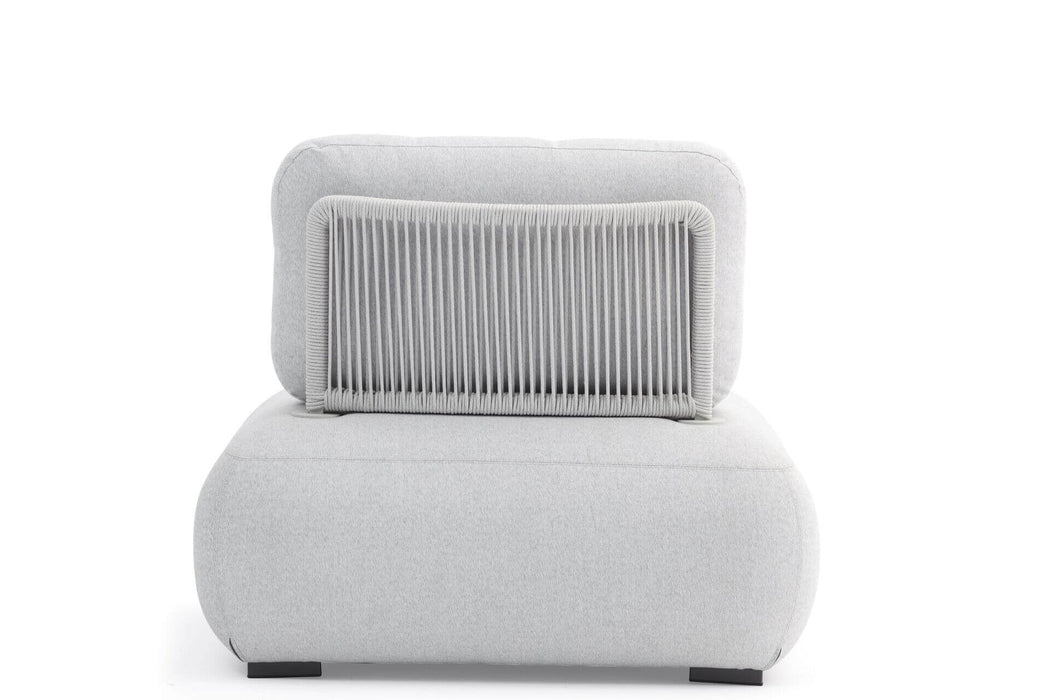 Ora One Seater Outdoor Lounge - Greige - Raffinata. White chunky contemporary sofa.