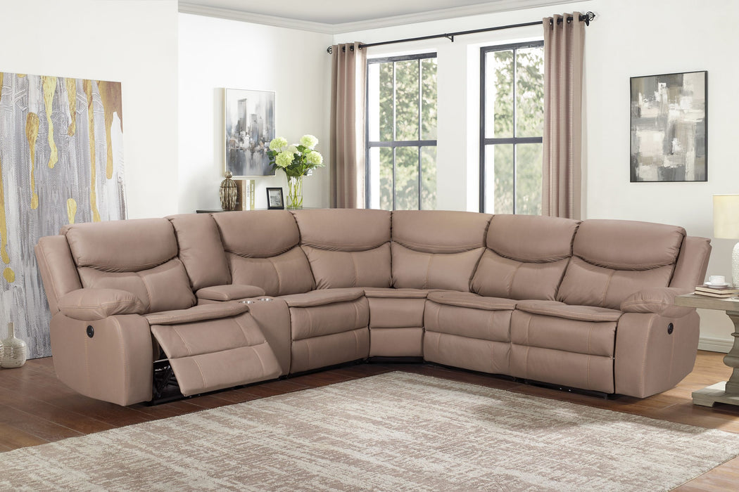 Otto 6 Pc Corner Recliner Suite Power Motion Brown Technology Fabric