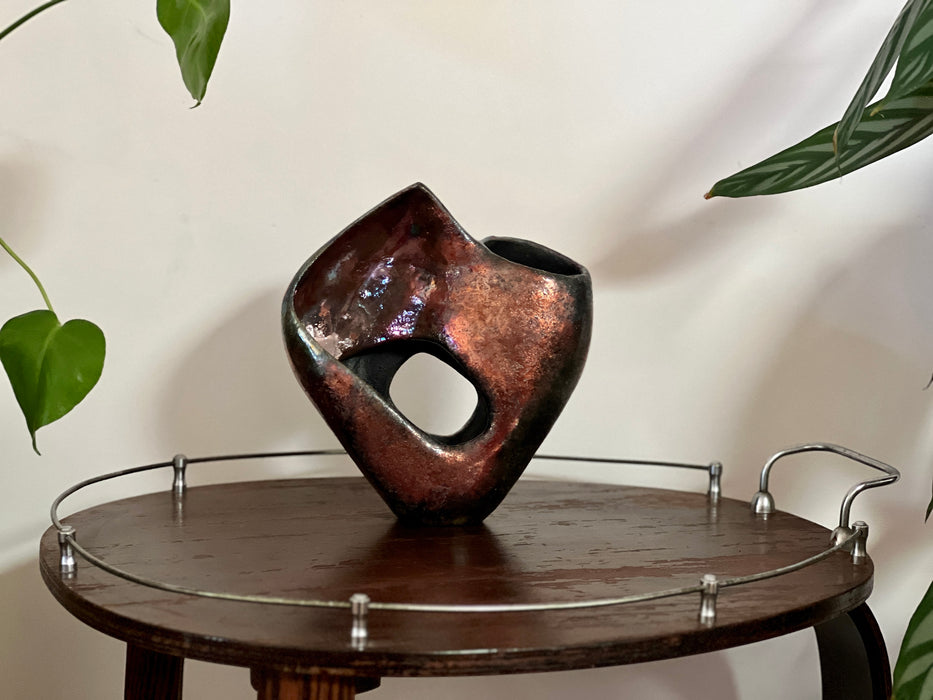 Over and Through Ceramic Raku Sculpture