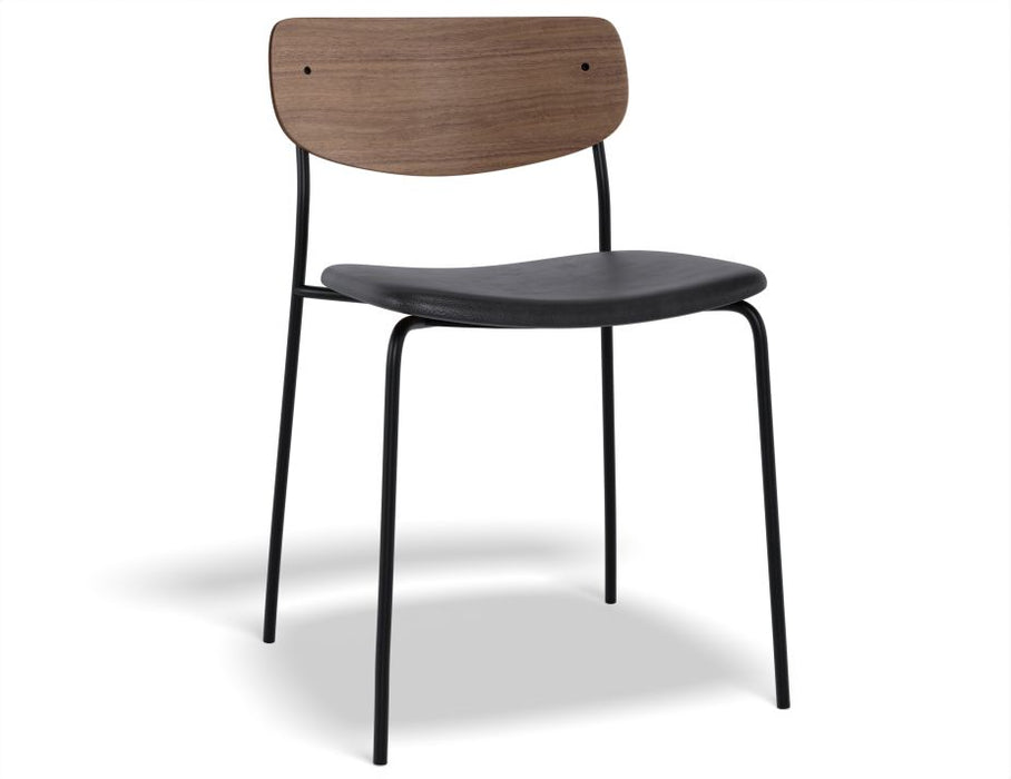 Rylie Dining Chair - American Walnut - Upholstered - Green Vintage Vegan Leather Seat