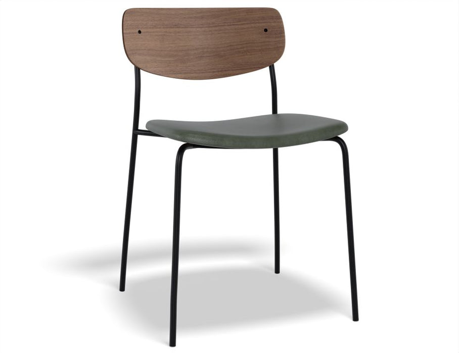 Rylie Dining Chair - American Walnut - Upholstered - Green Vintage Vegan Leather Seat