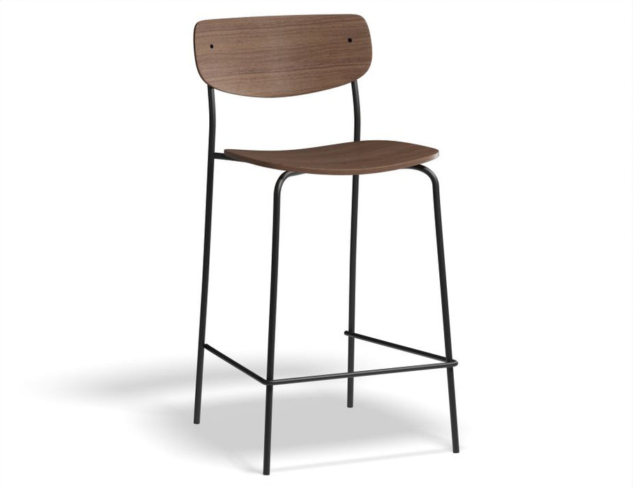 Rylie Stool - American Walnut Seat and Backrest - 75cm Bar Height