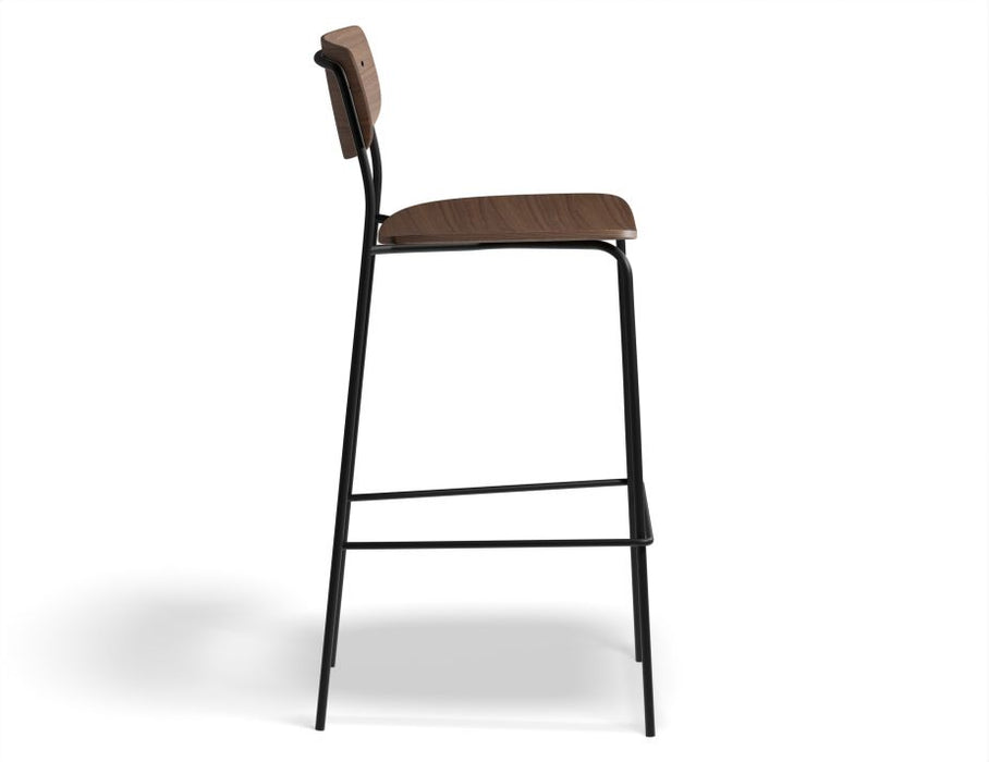 Rylie Stool - American Walnut Seat and Backrest - 75cm Bar Height