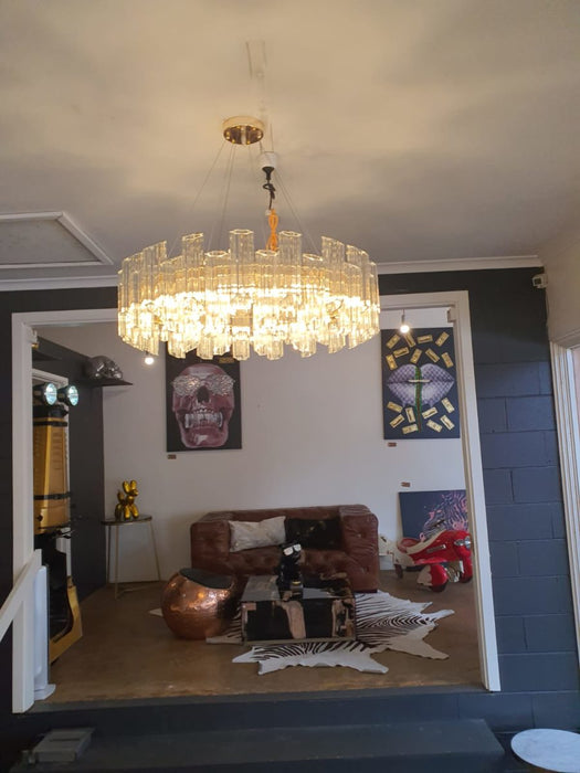 Zeus Round Crystal And Gold Metal Chandelier