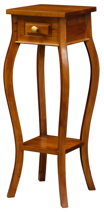 Queen Anne 1 Drawer Plant Stand (Light Pecan)