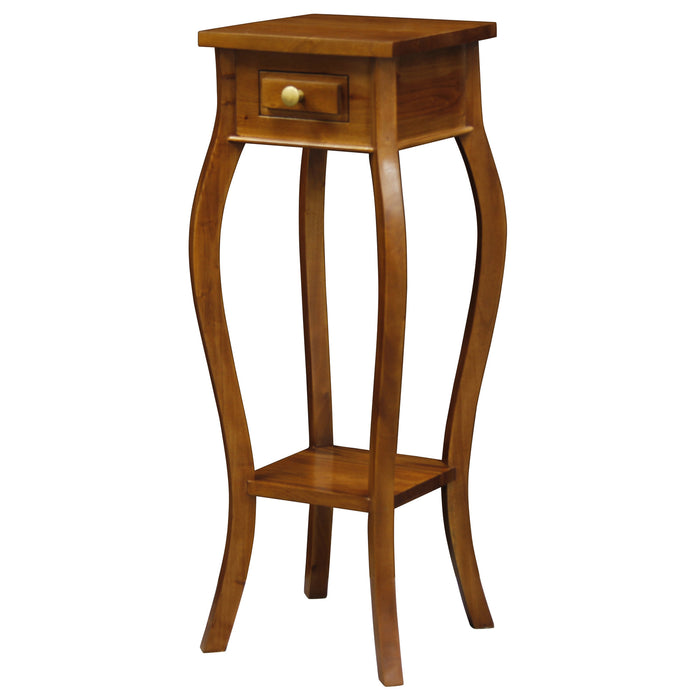 Queen Anne 1 Drawer Plant Stand (Light Pecan)