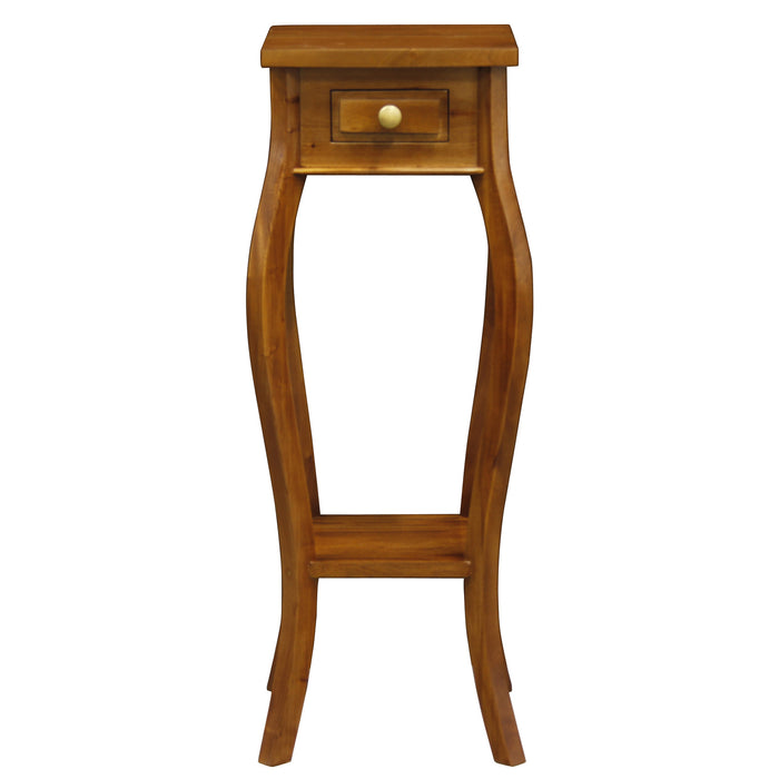 Queen Anne 1 Drawer Plant Stand (Light Pecan)