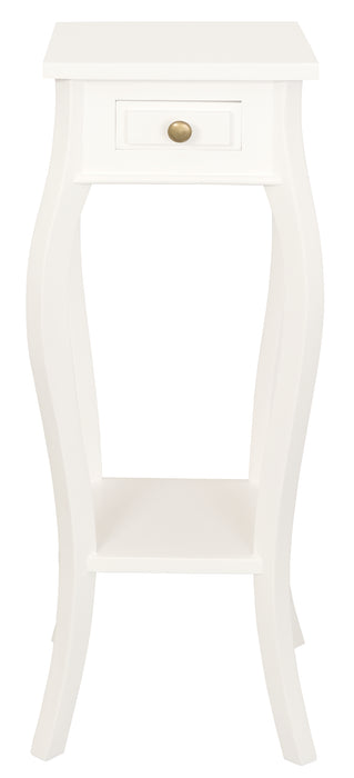 Queen Anne 1 Drawer Plant Stand (White)