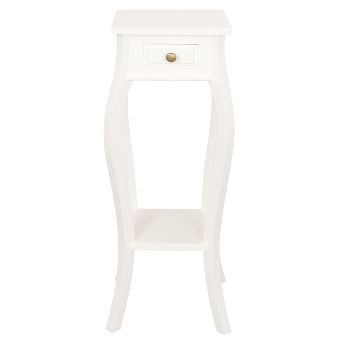 Queen Anne 1 Drawer Plant Stand (White)