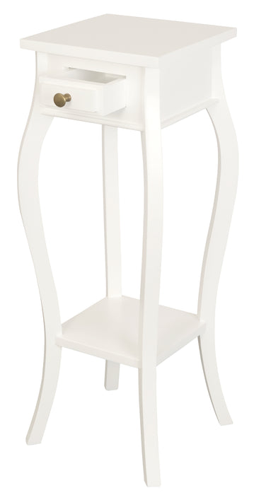 Queen Anne 1 Drawer Plant Stand (White)