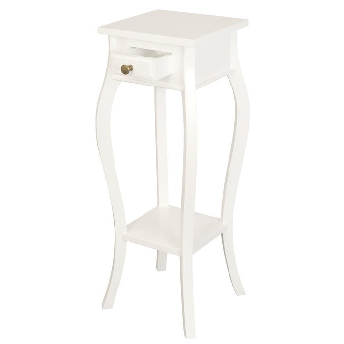 Queen Anne 1 Drawer Plant Stand (White)