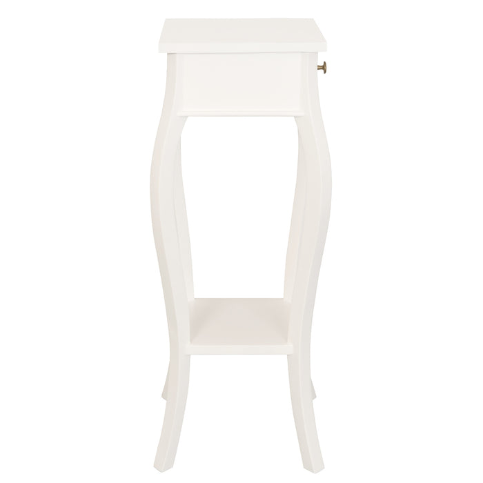 Queen Anne 1 Drawer Plant Stand (White)
