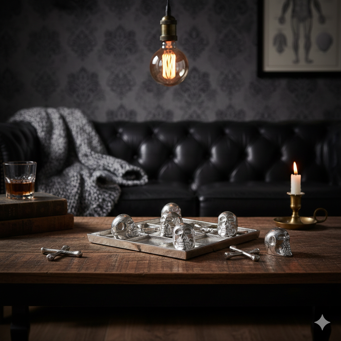 Skull Tic Tac Toe - Pewter