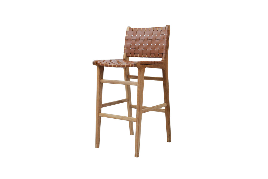 Altadena Leather Bar Stool - Tan Woven