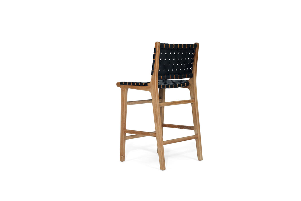 Altadena Leather Counter Stool - Black Woven