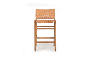 Altadena Leather Counter Stool - Natural Woven