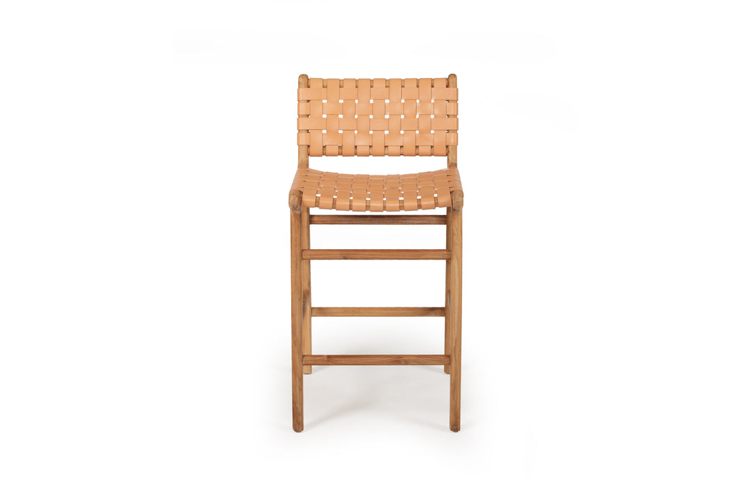 Altadena Leather Counter Stool - Natural Woven