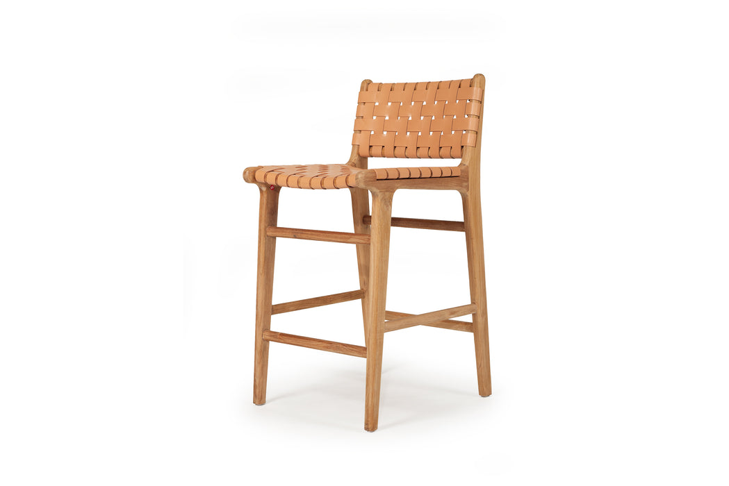 Altadena Leather Counter Stool - Natural Woven