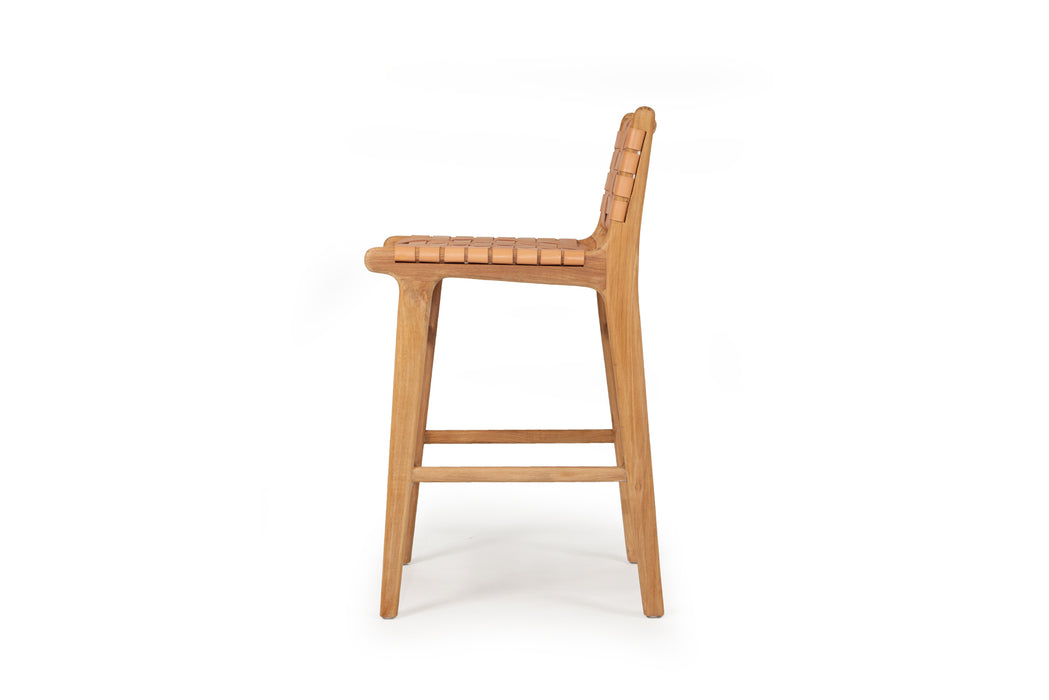 Altadena Leather Counter Stool - Natural Woven