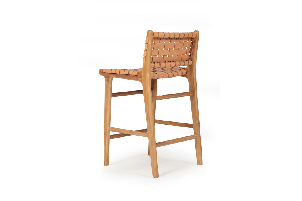 Altadena Leather Counter Stool - Natural Woven