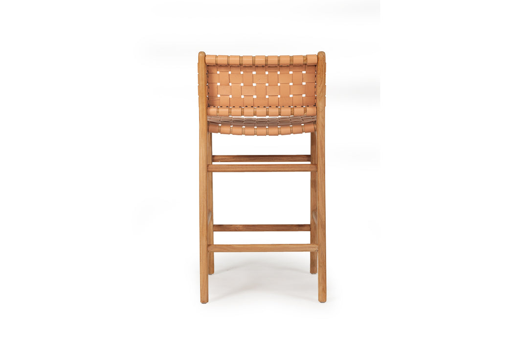 Altadena Leather Counter Stool - Natural Woven