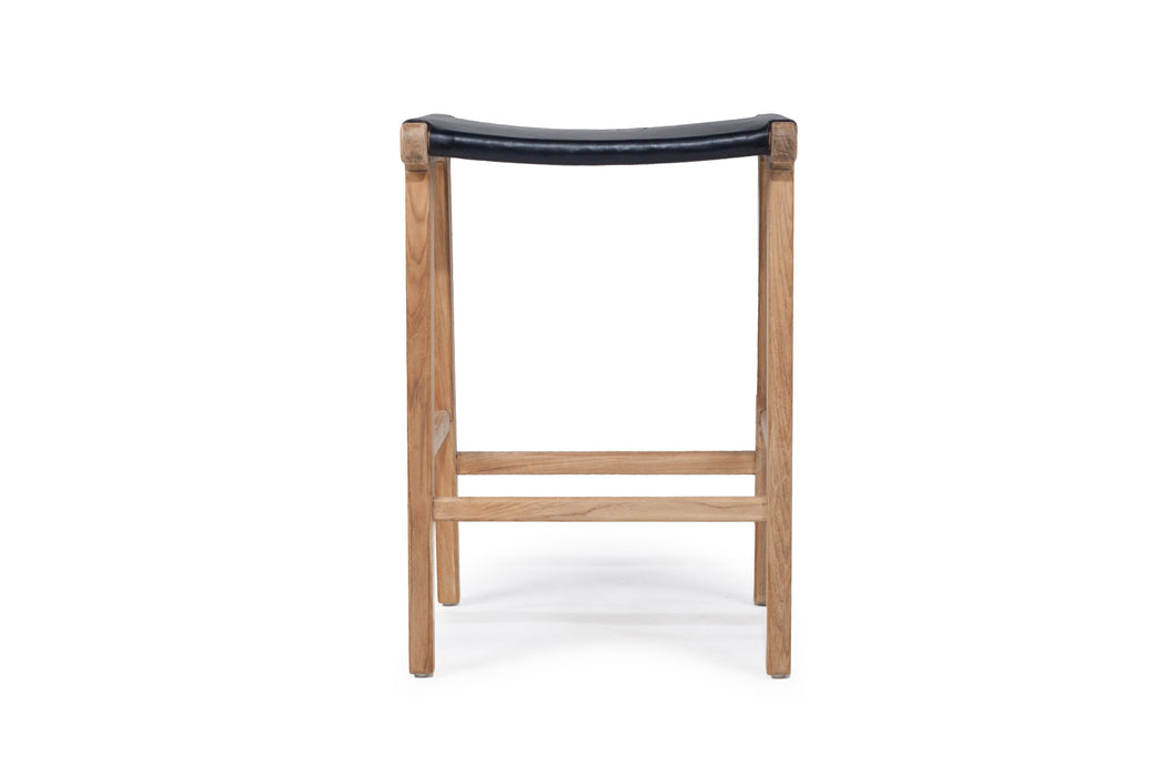 Altadena Leather Saddle Stool - Black