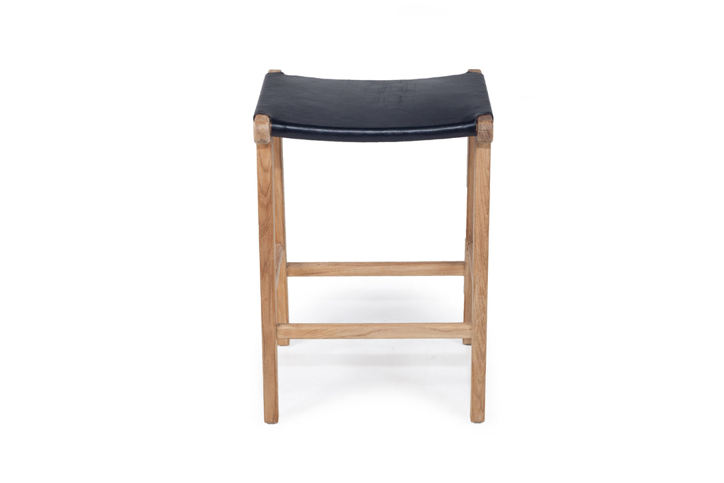 Altadena Leather Saddle Stool - Black