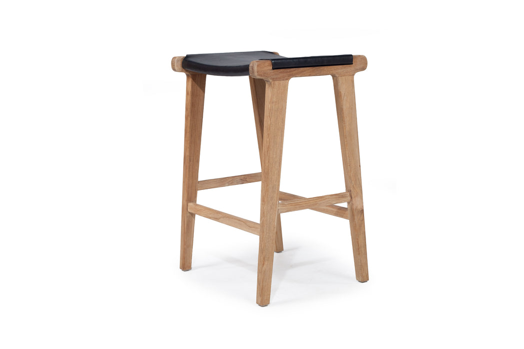 Altadena Leather Saddle Stool - Black