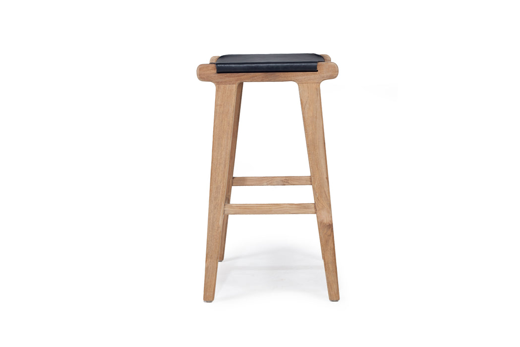 Altadena Leather Saddle Stool - Black