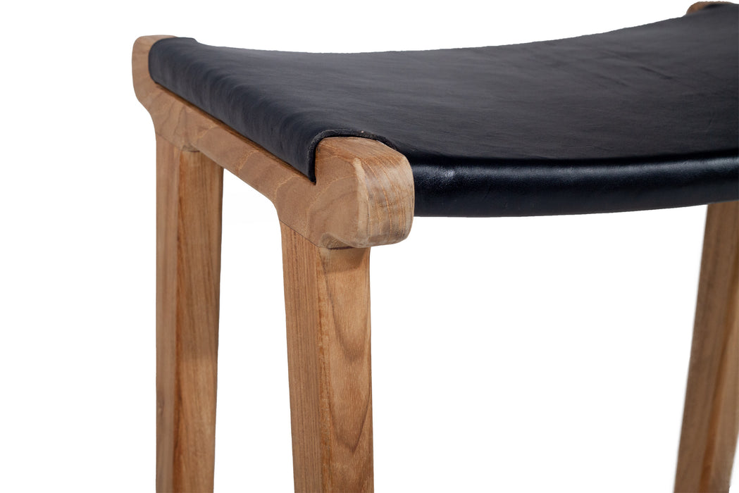 Altadena Leather Saddle Stool - Black