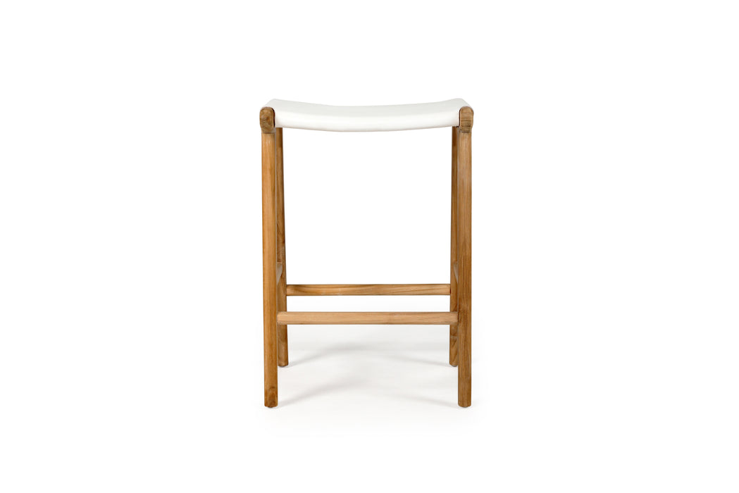 Altadena Leather Saddle Stool - White